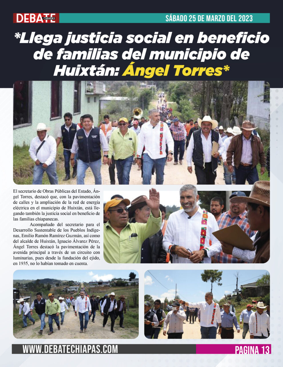 *Llega justicia social en beneficio de familias del municipio de Huixtán: Ángel Torres*