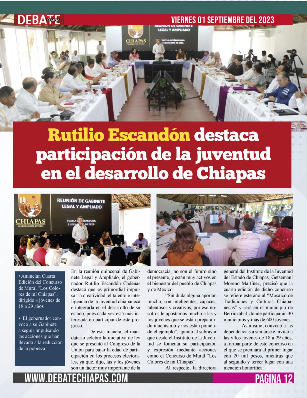 Rutilio Escandón destaca participación de la juventud en el desarrollo de Chiapas