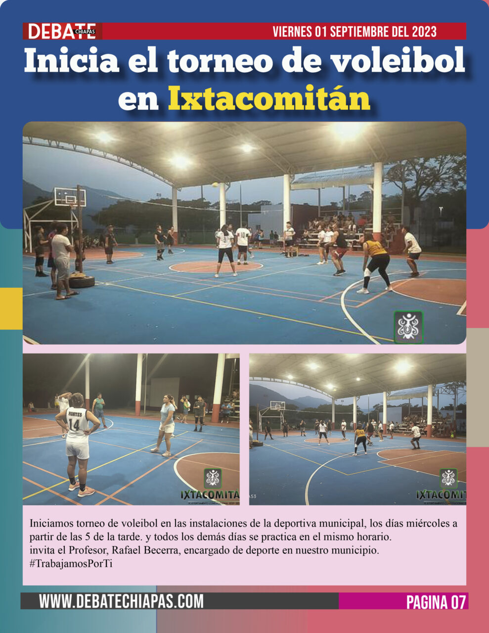 Inicia el torneo de voleibol en Ixtacomitán